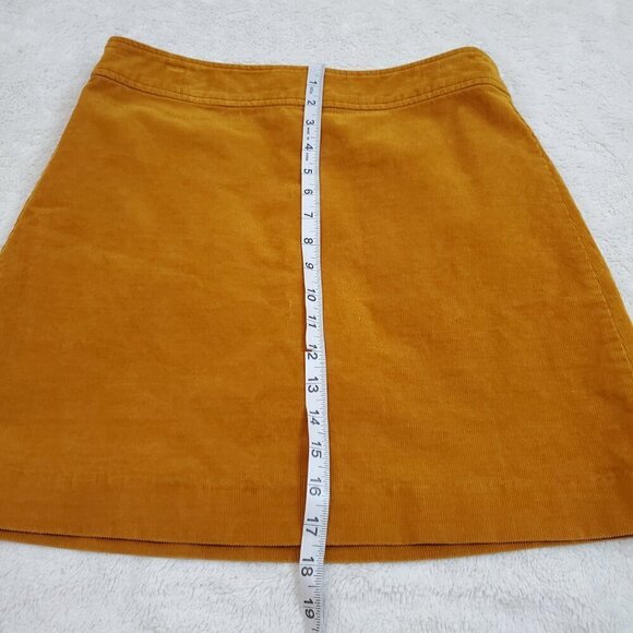 J. Crew Mustard Burnt Yellow Corduroy A Line Stretch Lined Mini Skirt Women 6 - Picture 5 of 8
